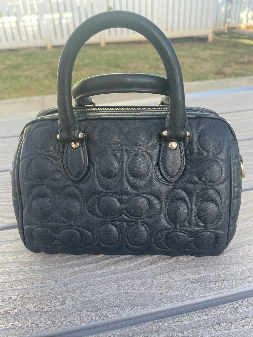 Coach Mini Black Quilted Embossed  Rowen with Gold Hardware